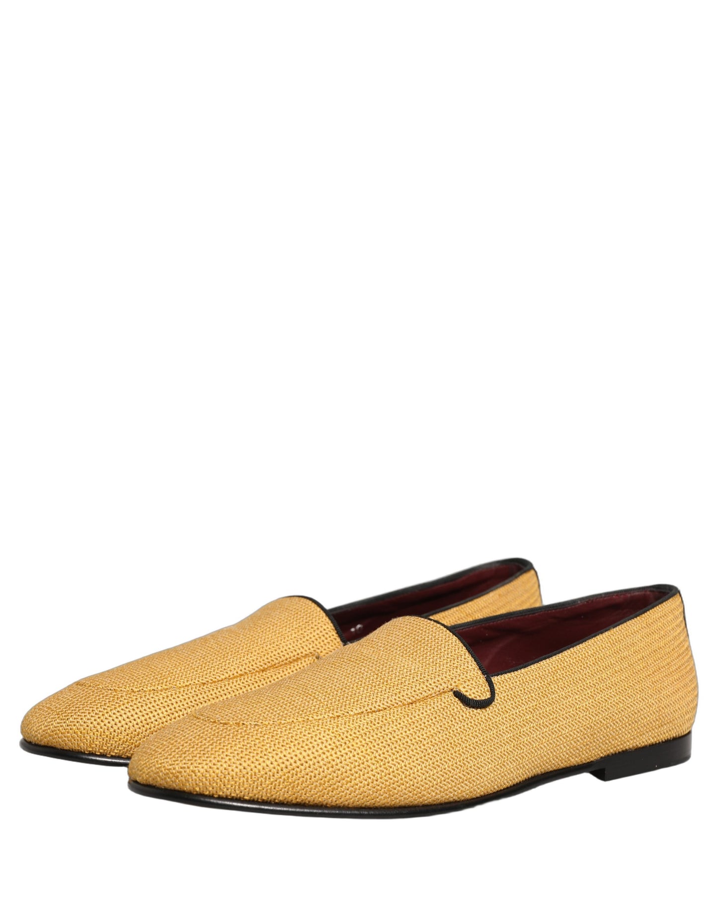 Dolce & Gabbana Yellow Woven Men Slip On Dress Loafers