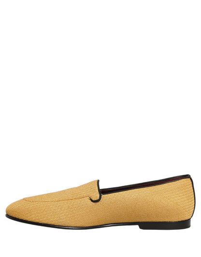 Dolce & Gabbana Yellow Woven Men Slip On Dress Loafers