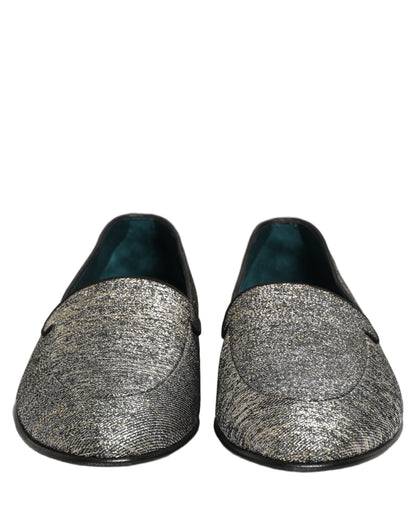 Dolce & Gabbana Gray Lurex Glitter Dress Loafers for Men