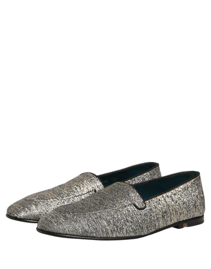 Dolce & Gabbana Gray Lurex Glitter Dress Loafers for Men