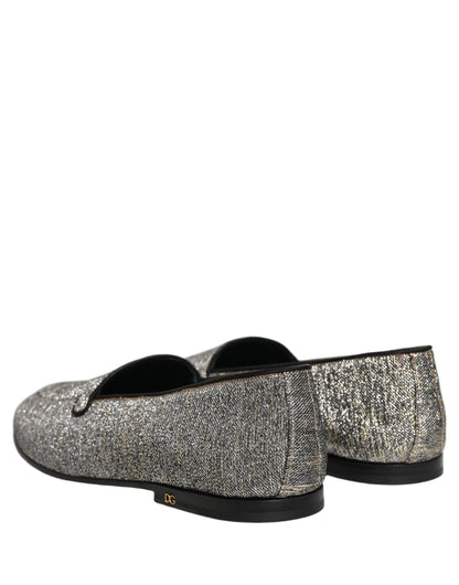 Dolce & Gabbana Gray Lurex Glitter Dress Loafers for Men
