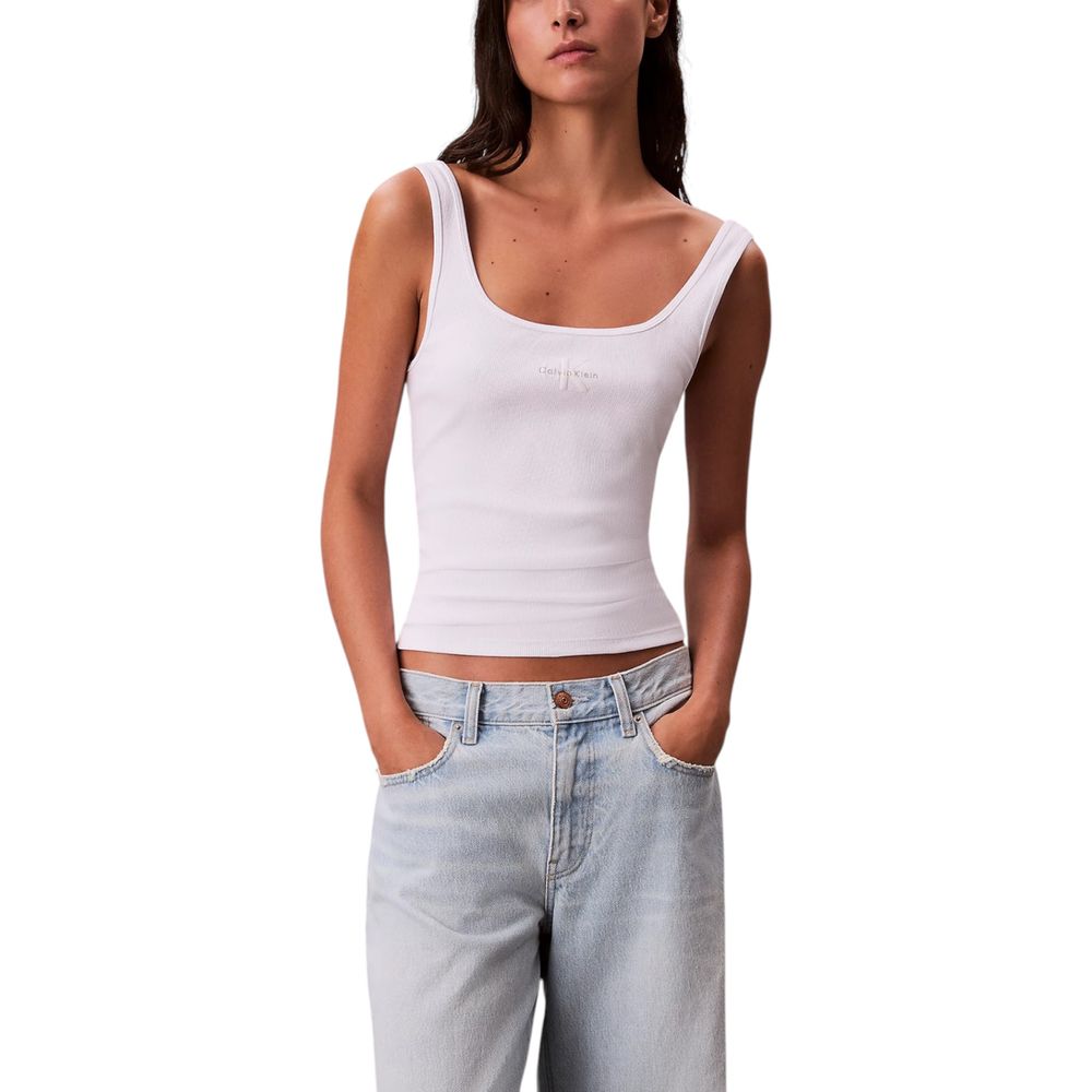Calvin Klein Jeans MONOGRAM SCOOP LV047A804G White Cotton Tank Top