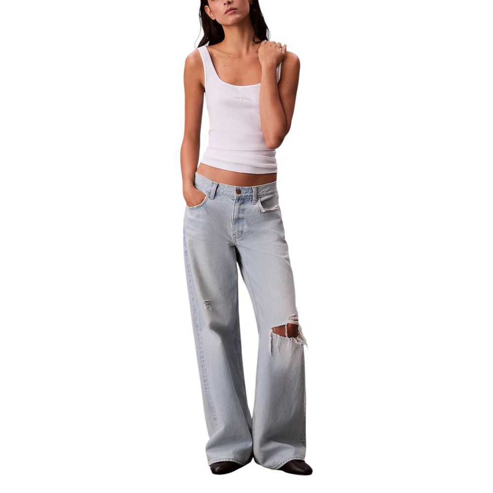 Calvin Klein Jeans MONOGRAM SCOOP LV047A804G White Cotton Tank Top