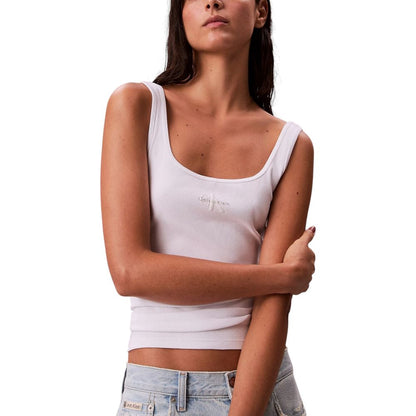 Calvin Klein Jeans MONOGRAM SCOOP LV047A804G White Cotton Tank Top