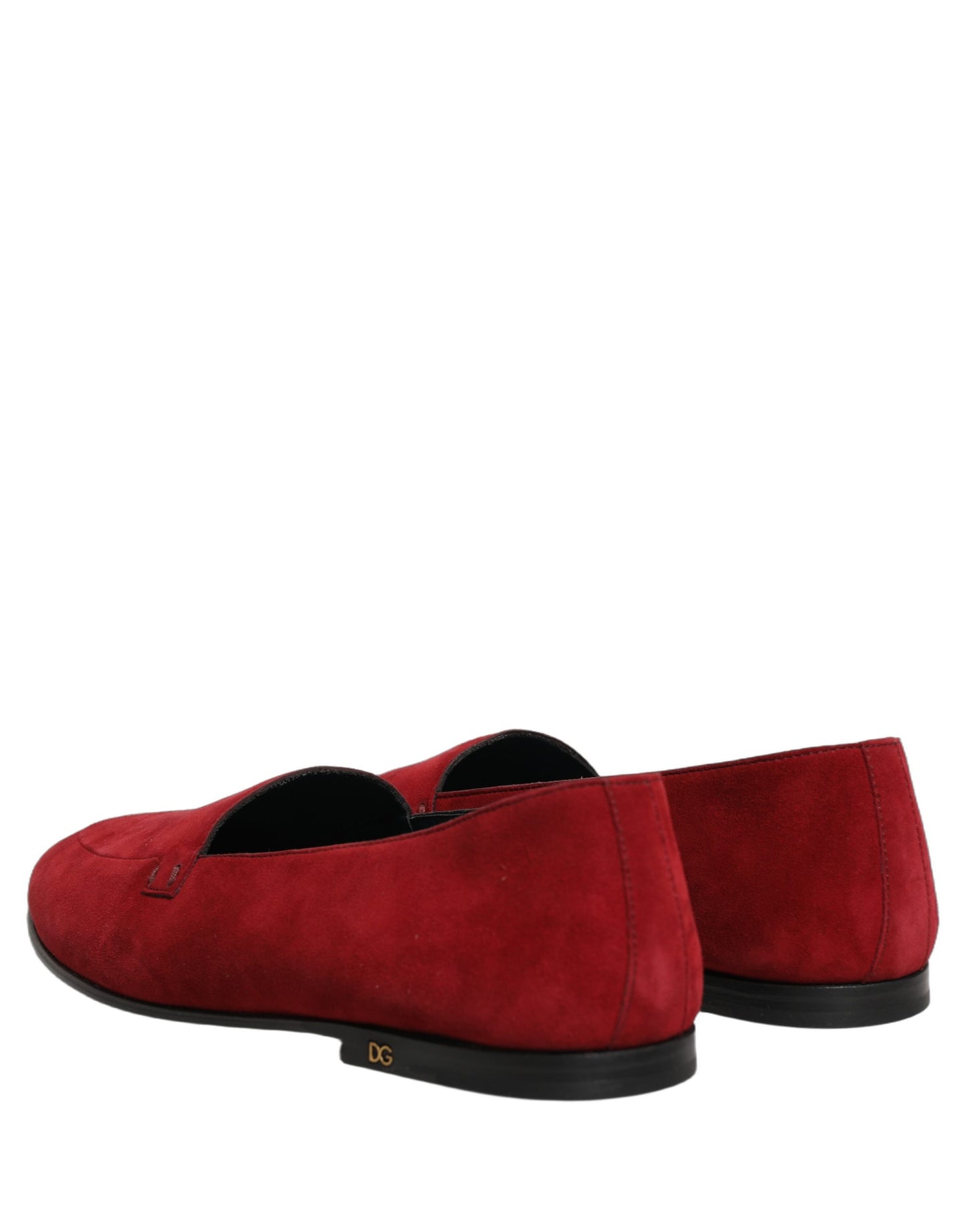 Dolce & Gabbana Red Suede Logo Slip-On Flats