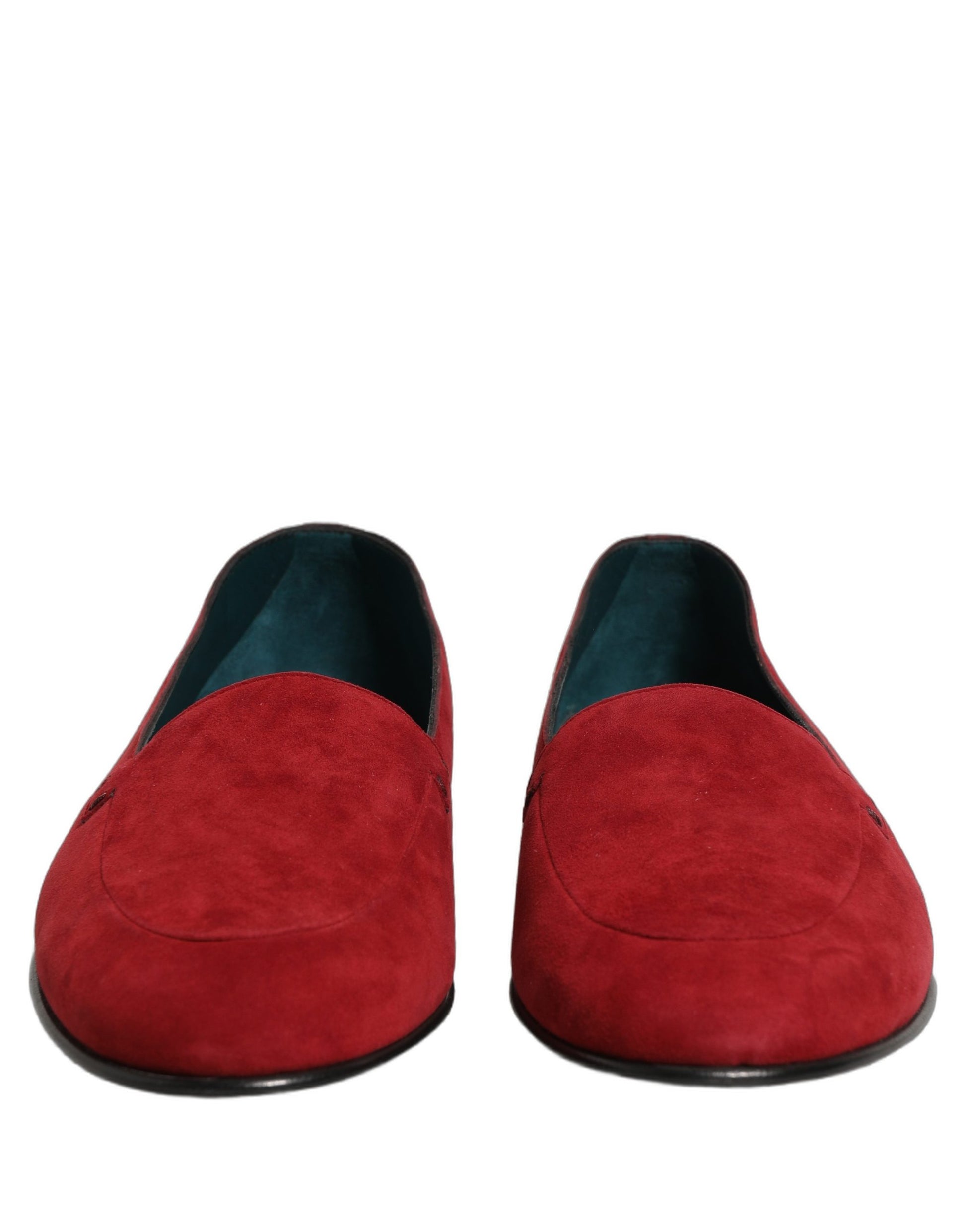 Dolce & Gabbana Red Suede Logo Slip-On Flats