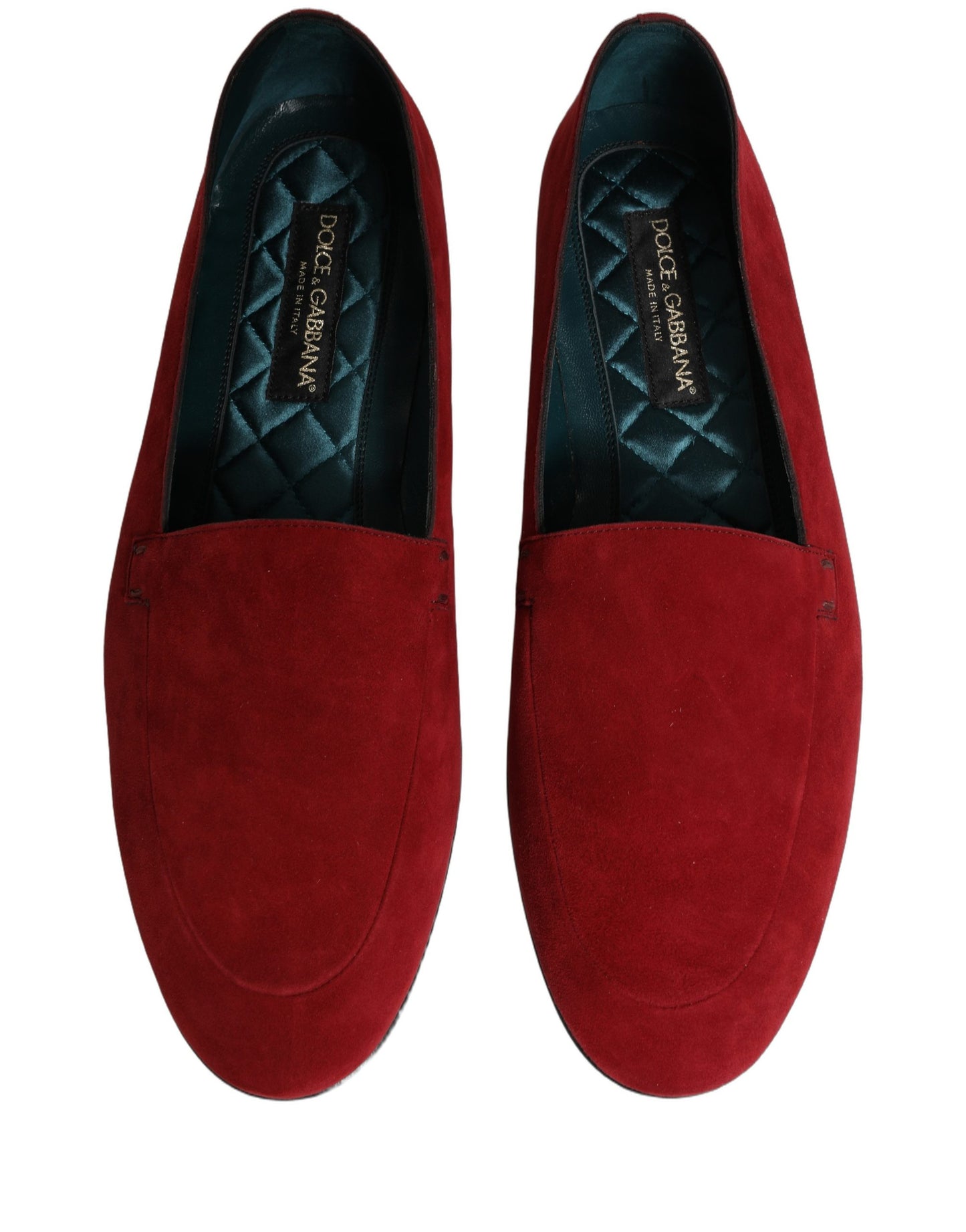 Dolce & Gabbana Red Suede Logo Slip-On Flats