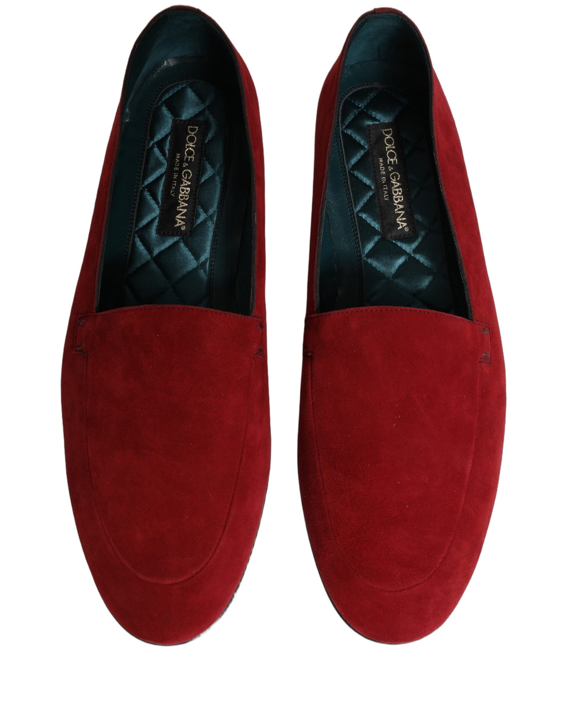 Dolce & Gabbana Red Suede Logo Slip-On Flats