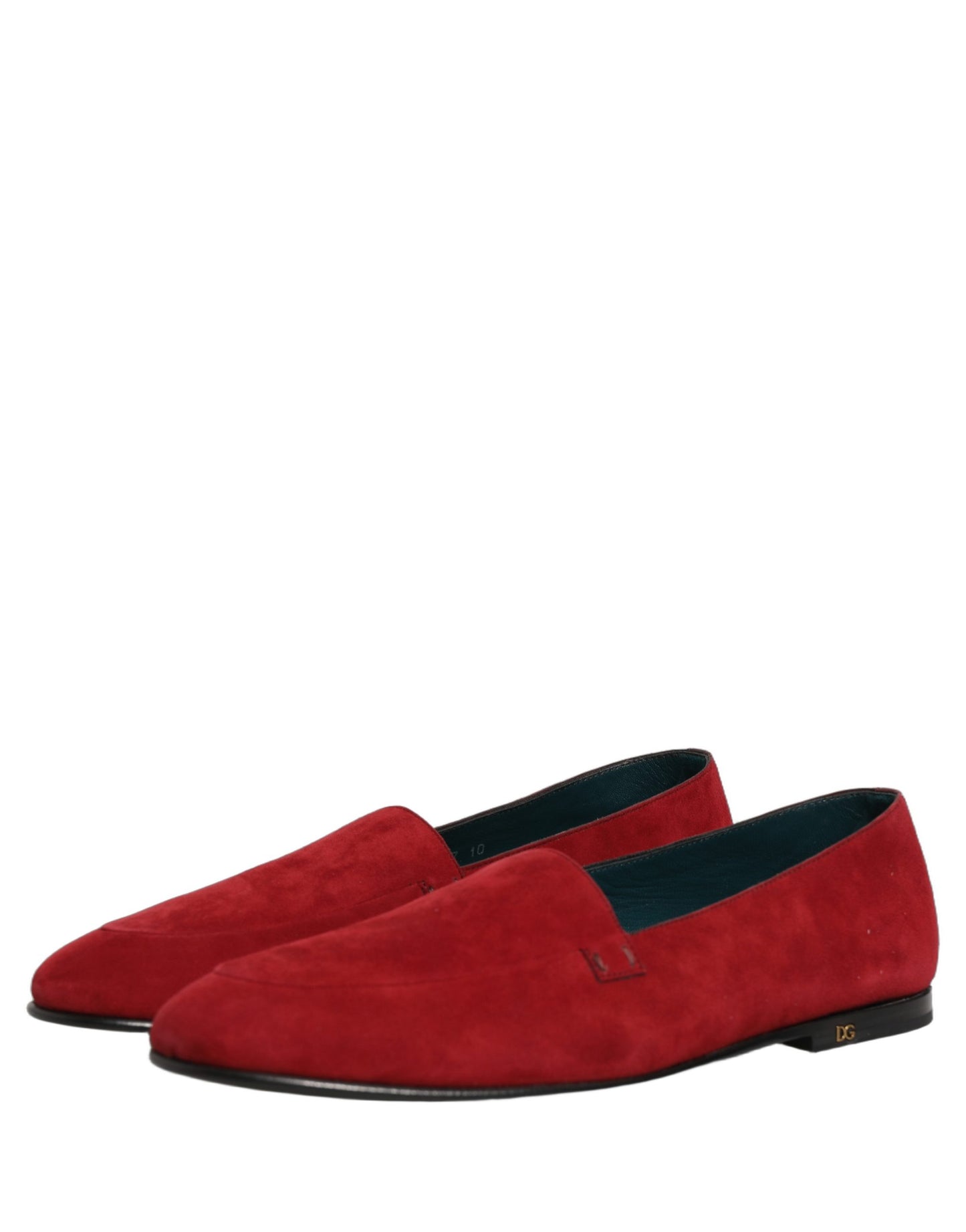 Dolce & Gabbana Red Suede Logo Slip-On Flats