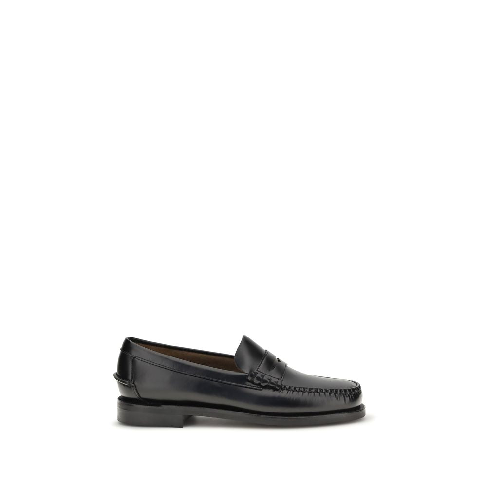 Sebago Black Calf Leather Bos Taurus Slip-On Loafers EU43/US10