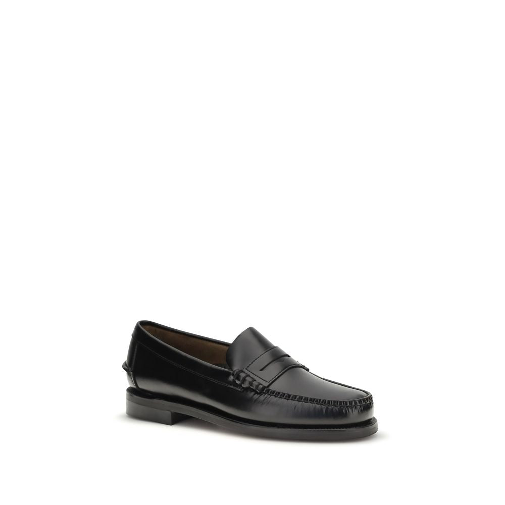 Sebago Black Calf Leather Bos Taurus Slip-On Loafers EU43/US10