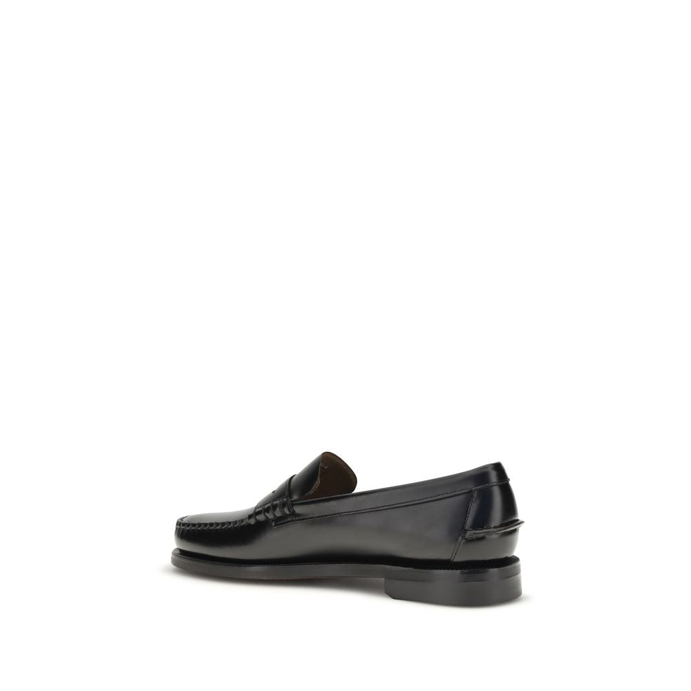 Sebago Black Calf Leather Bos Taurus Slip-On Loafers EU43/US10