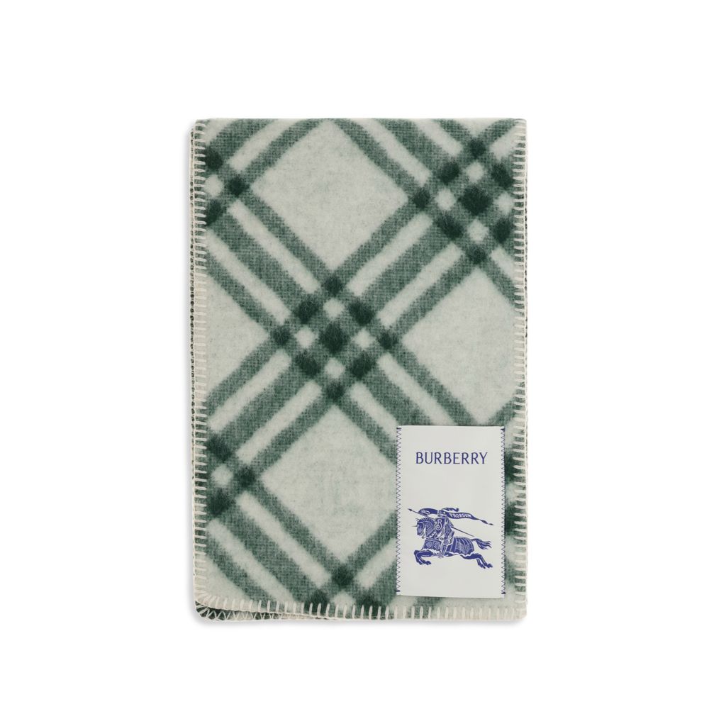 Burberry Green & Ivory Merino Wool Scarf