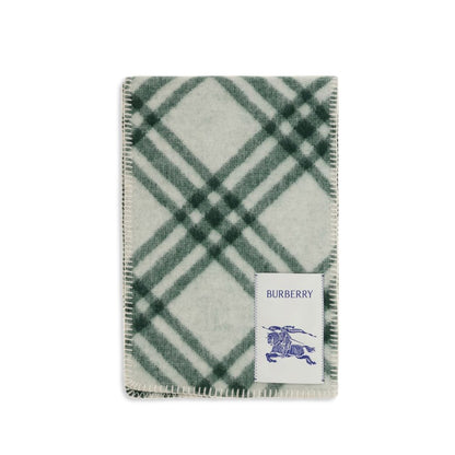 Burberry Green & Ivory Merino Wool Scarf