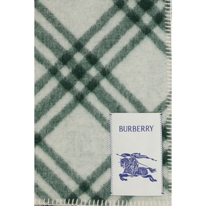 Burberry Green & Ivory Merino Wool Scarf