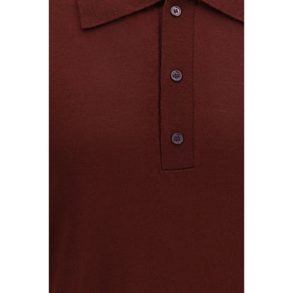 Valentino Bordeaux Merino Wool Long Sleeve Polo Shirt