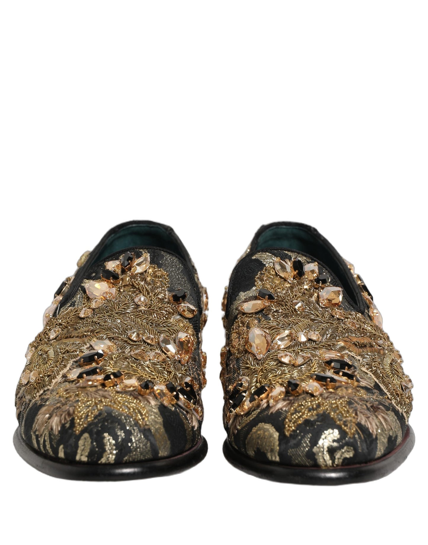 Dolce & Gabbana Black Velvet Embellished Dress Loafers