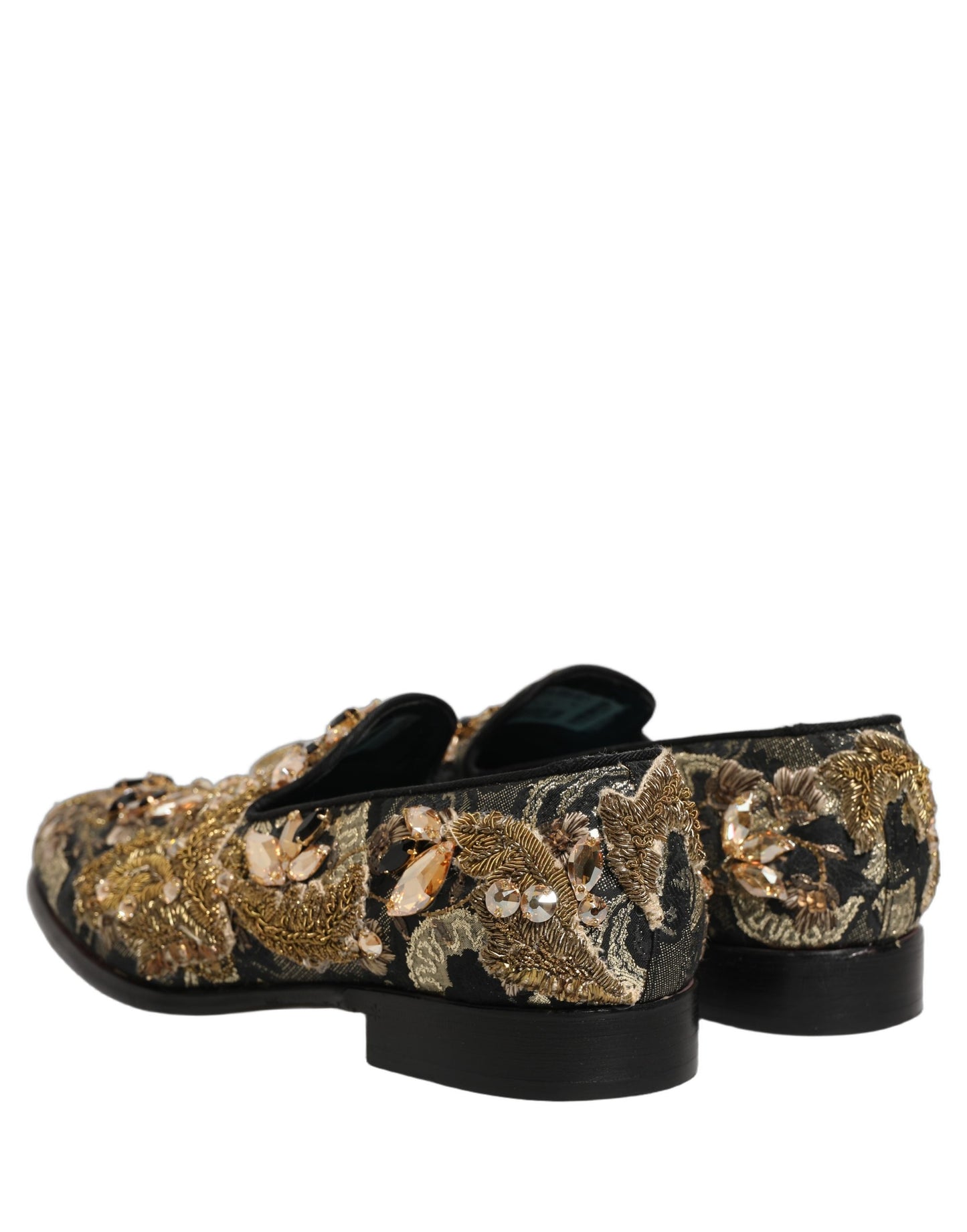 Dolce & Gabbana Black Velvet Embellished Dress Loafers
