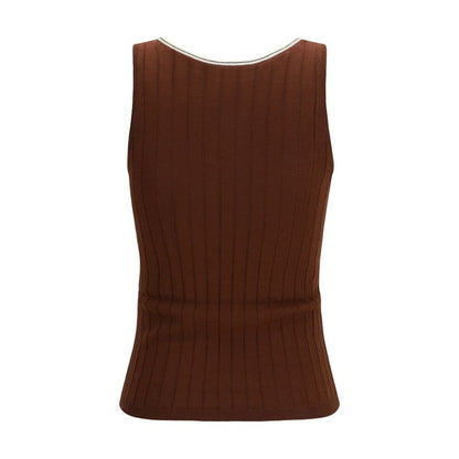Brunello Cucinelli Bordeaux Wool Oves Aries Sleeveless T-Shirt
