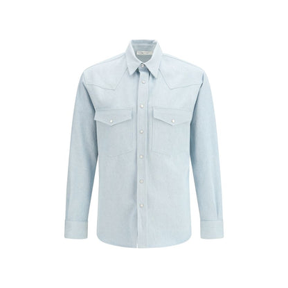 Umit Benan Blue Denim Shirt: Contemporary Western Elegance