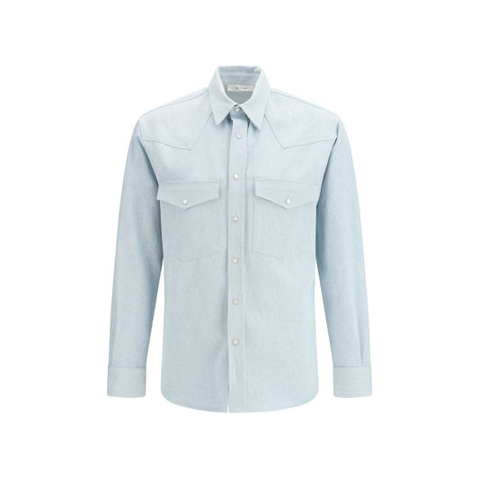 Umit Benan Blue Denim Shirt: Contemporary Western Elegance