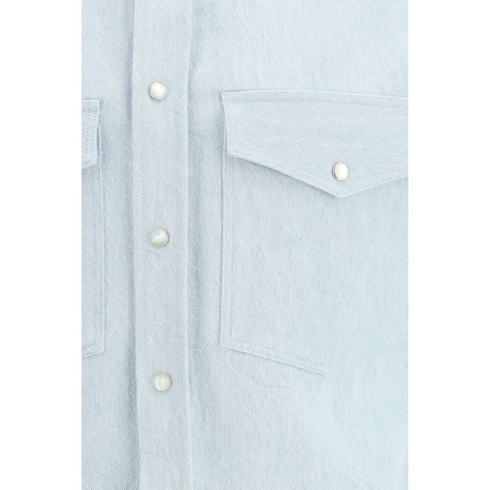 Umit Benan Blue Denim Shirt: Contemporary Western Elegance
