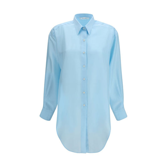 Umit Benan Blue Silk Dress Shirt
