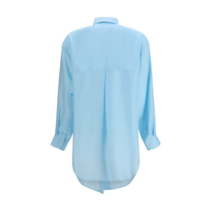 Umit Benan Blue Silk Dress Shirt