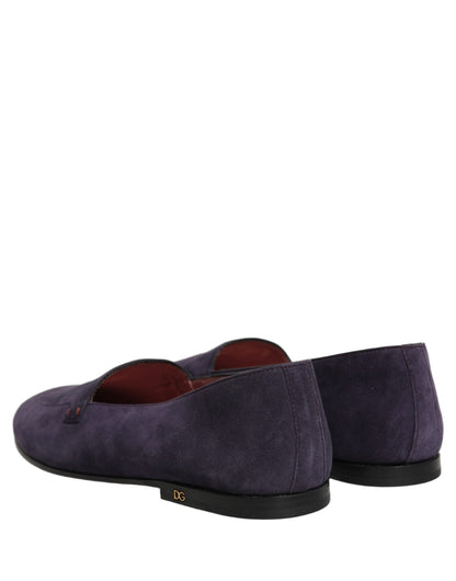 Dolce & Gabbana Violet Velvet Slip-On Loafers for Men