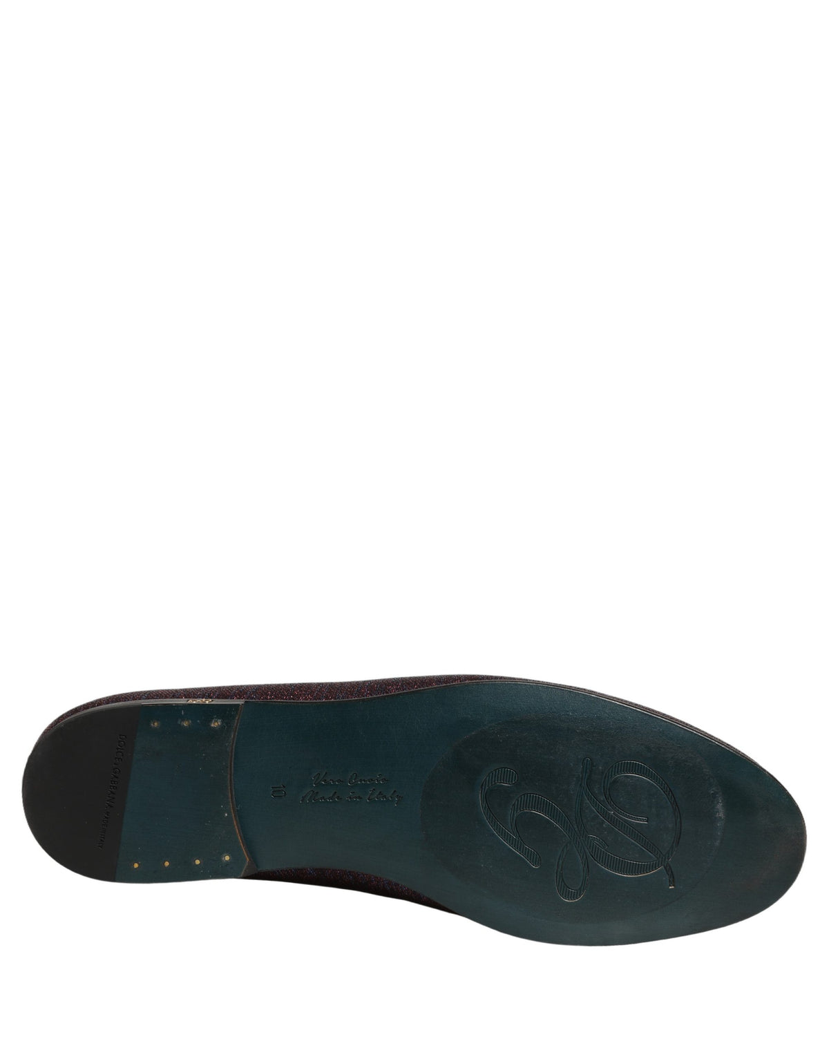 Dolce & Gabbana Maroon Glitter Lurex Logo Dress Loafers
