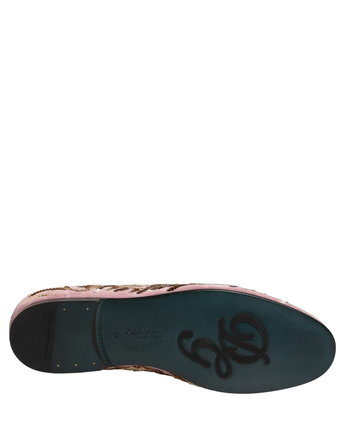 Dolce & Gabbana Pink Velvet Floral Embroidery Loafers