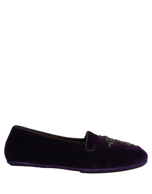 Dolce & Gabbana Violet Suede Embellished Dress Loafers