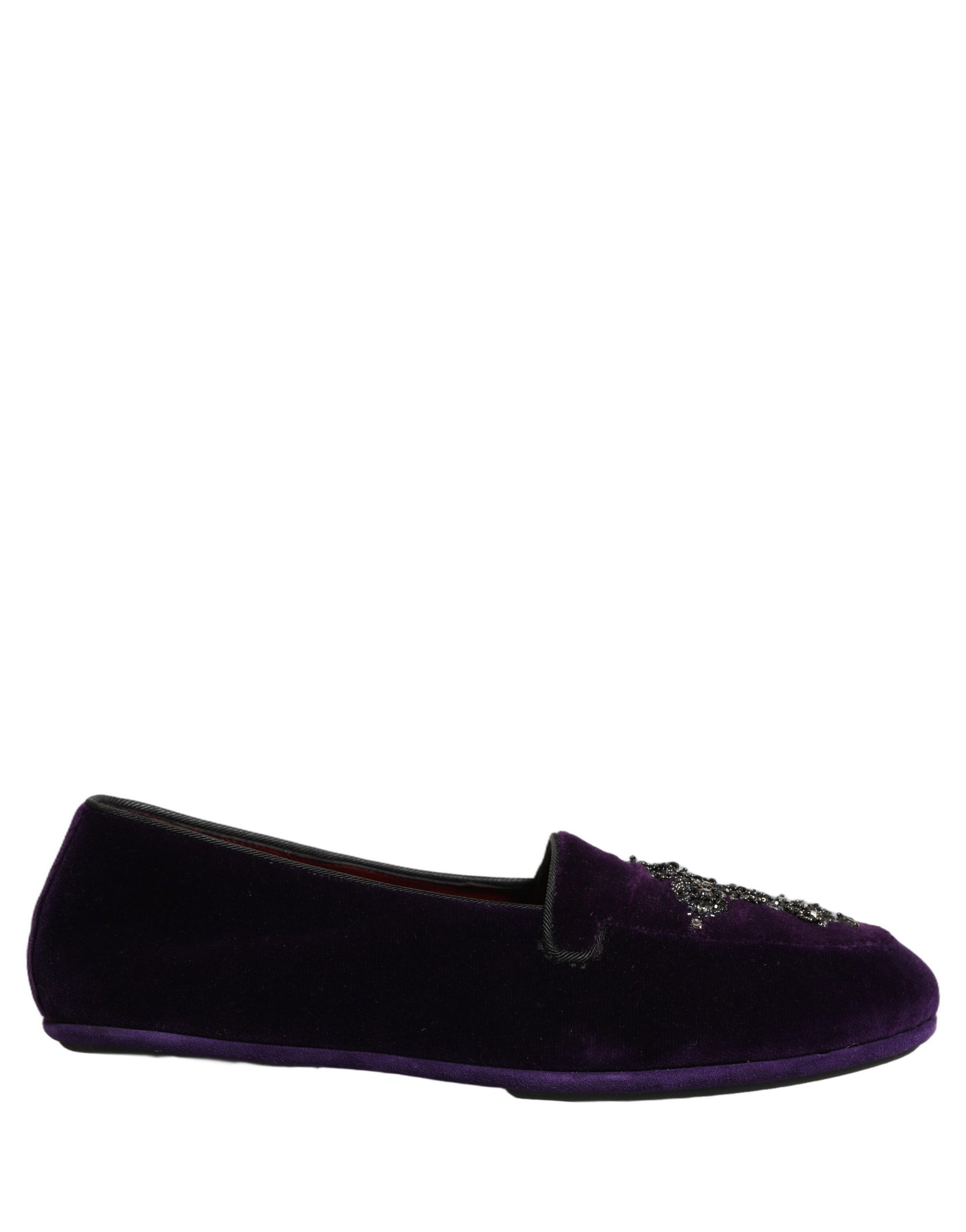 Dolce & Gabbana Violet Suede Embellished Dress Loafers