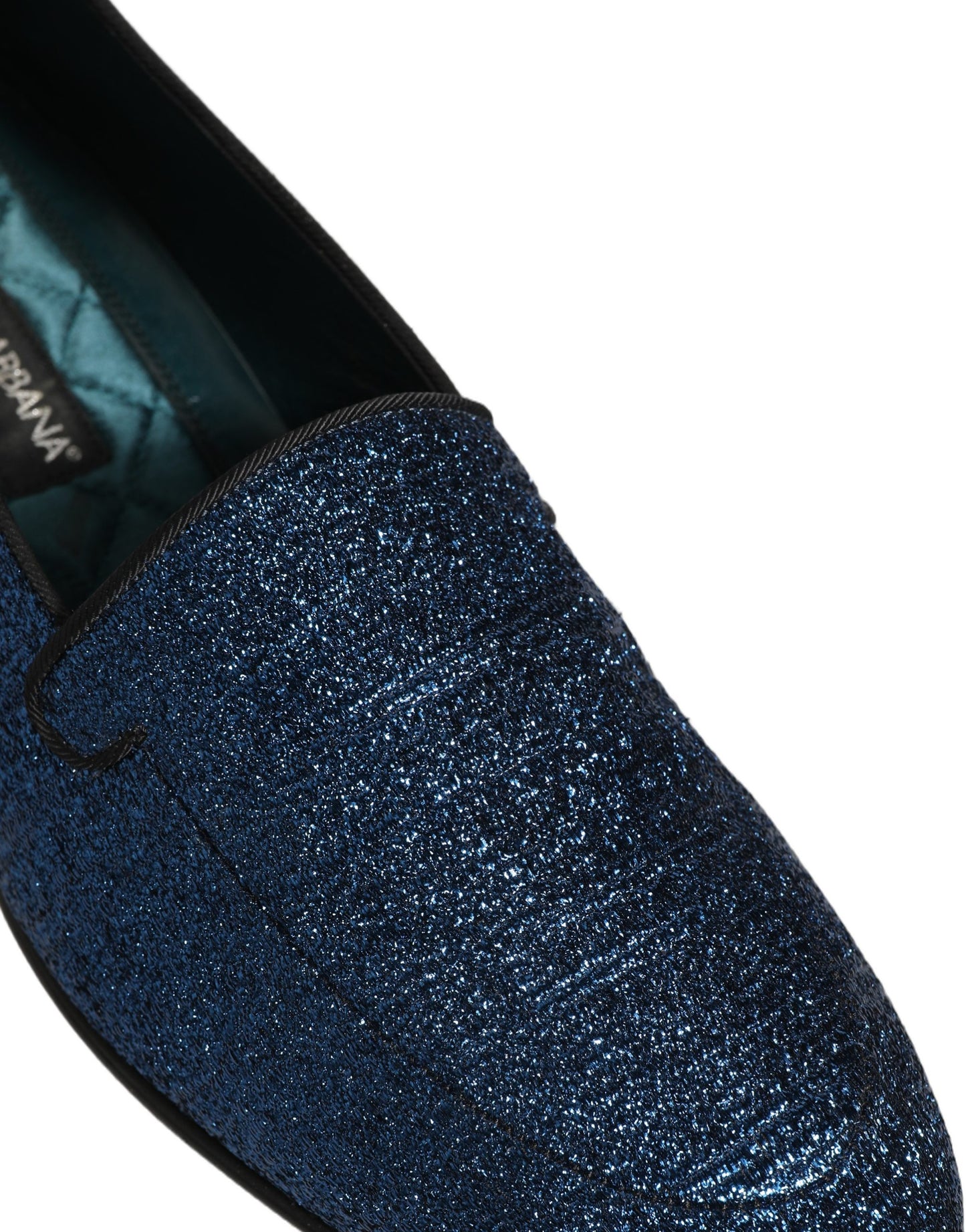 Dolce & Gabbana Blue Glitter Lurex DG Logo Loafers