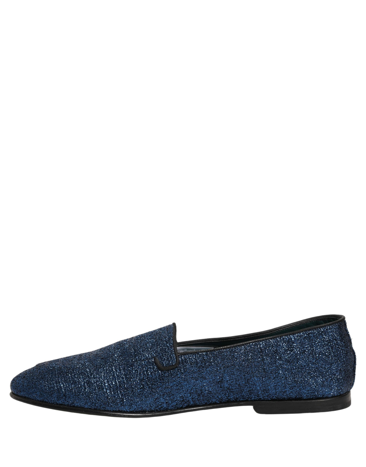 Dolce & Gabbana Blue Glitter Lurex DG Logo Loafers