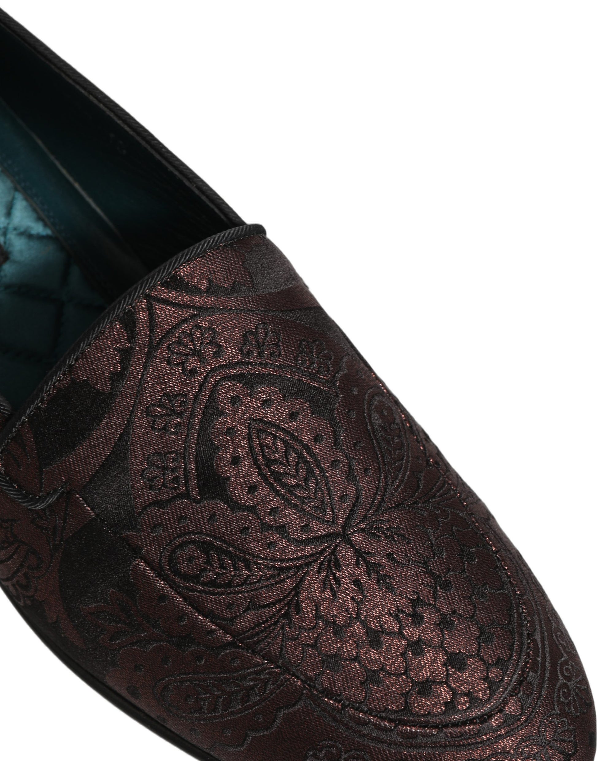 Dolce & Gabbana Maroon Jacquard Leather Slip On Loafers