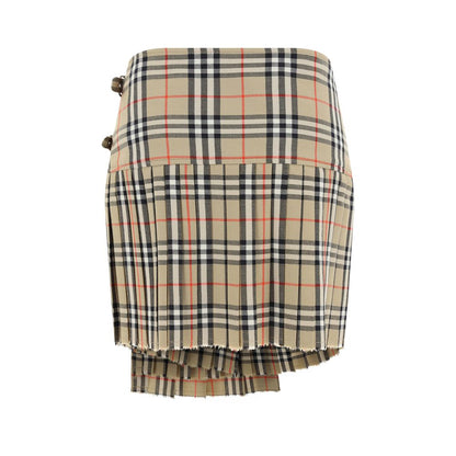 Burberry Zoe Check Beige Wool Mini Skirt