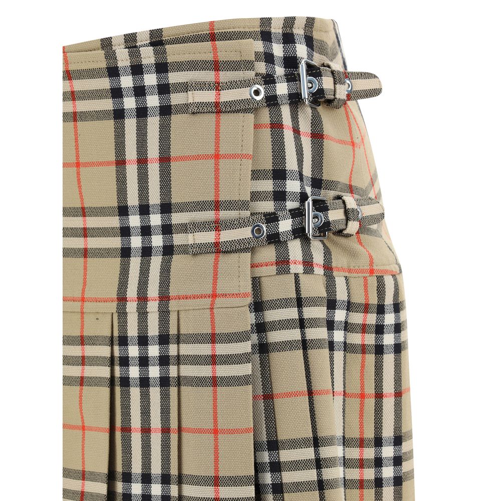 Burberry Zoe Check Beige Wool Mini Skirt