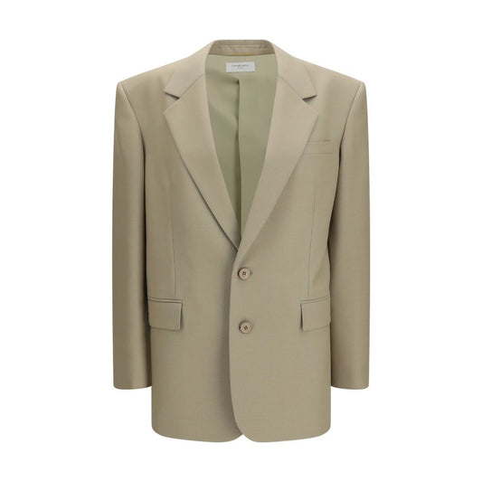 Saint Laurent Beige Single Breasted Wool Blazer