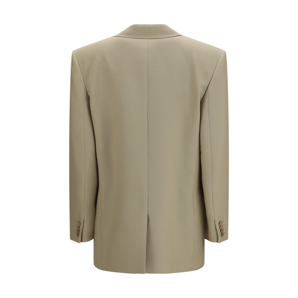 Saint Laurent Beige Single Breasted Wool Blazer