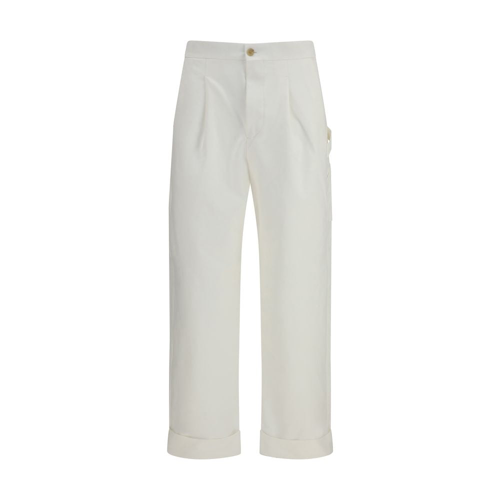 Umit Benan White Cotton Casual Pants