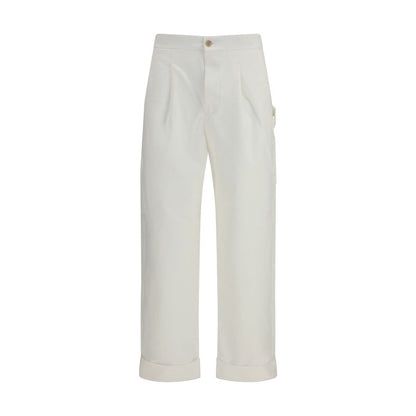 Umit Benan White Cotton Casual Pants
