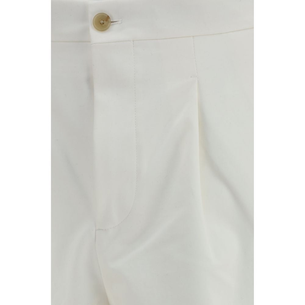 Umit Benan White Cotton Casual Pants