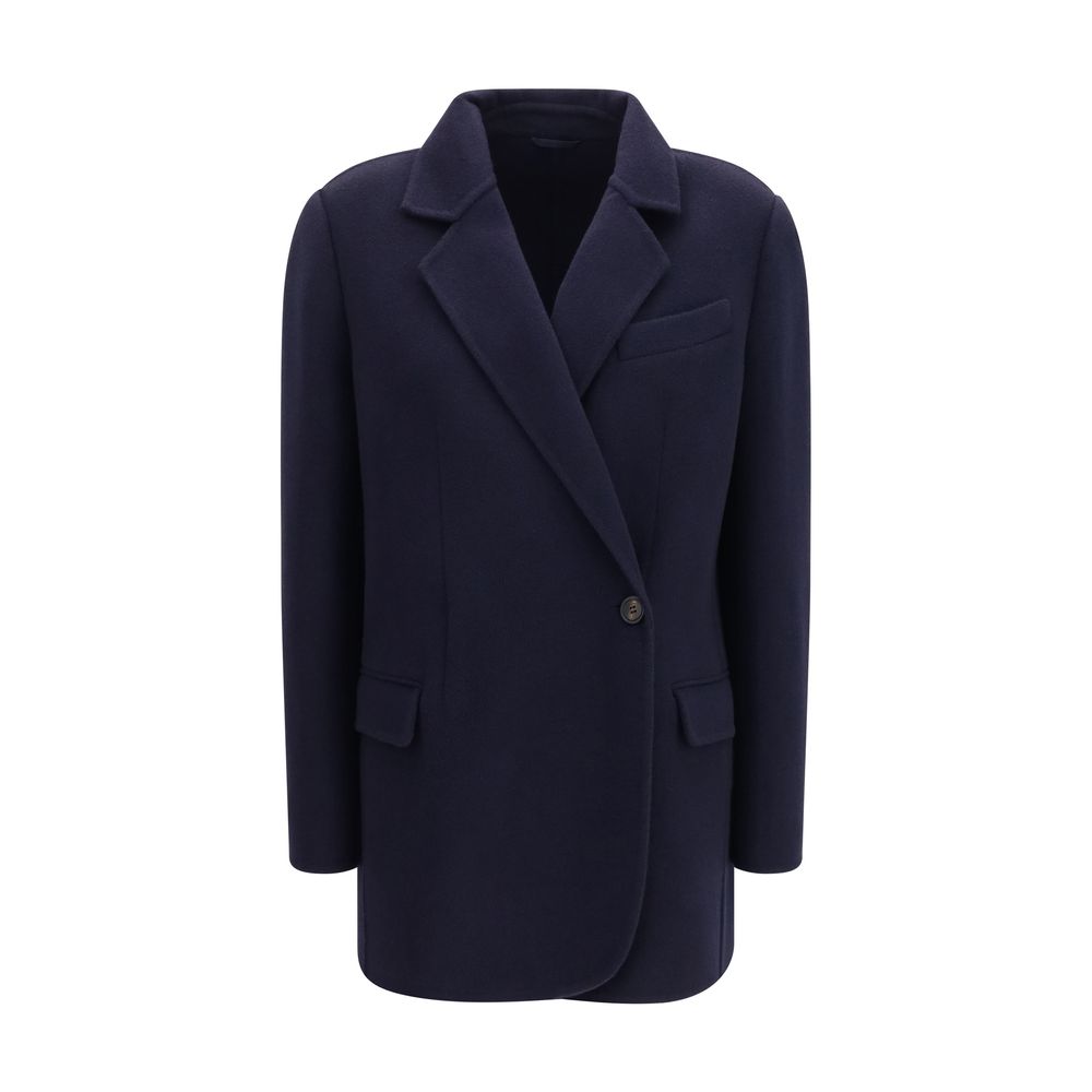 Brunello Cucinelli Blue Wool Ovis Aries Full-Length Jacket
