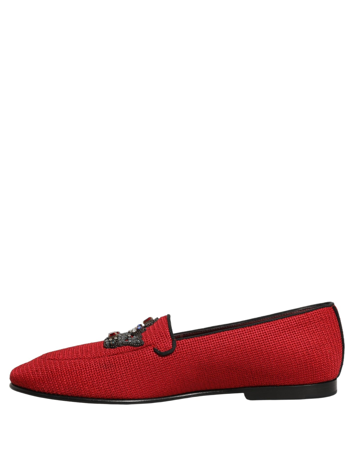 Dolce & Gabbana Red Crown Embellished Dress Loafers