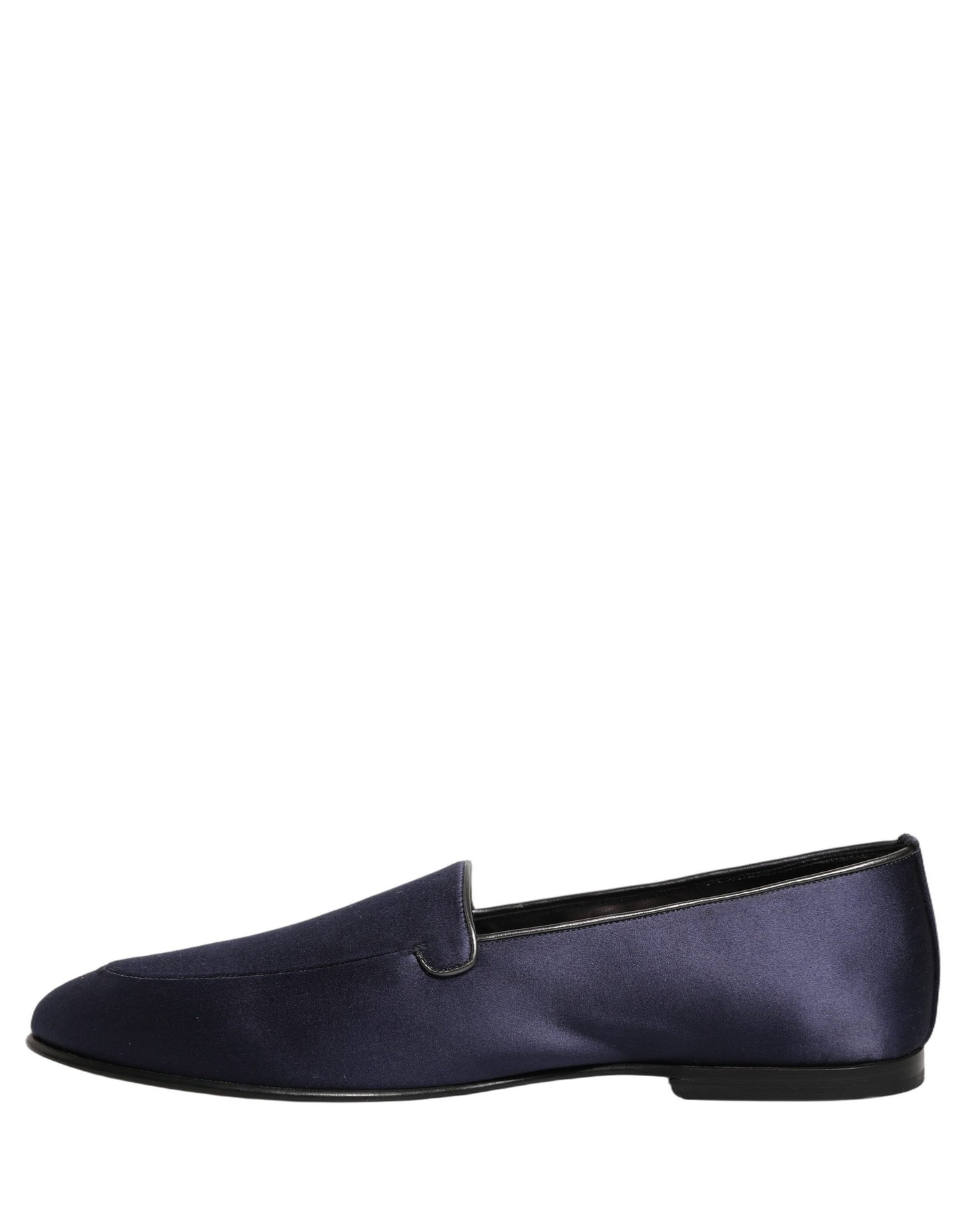 Dolce & Gabbana Navy Blue Satin DG Logo Dress Loafers