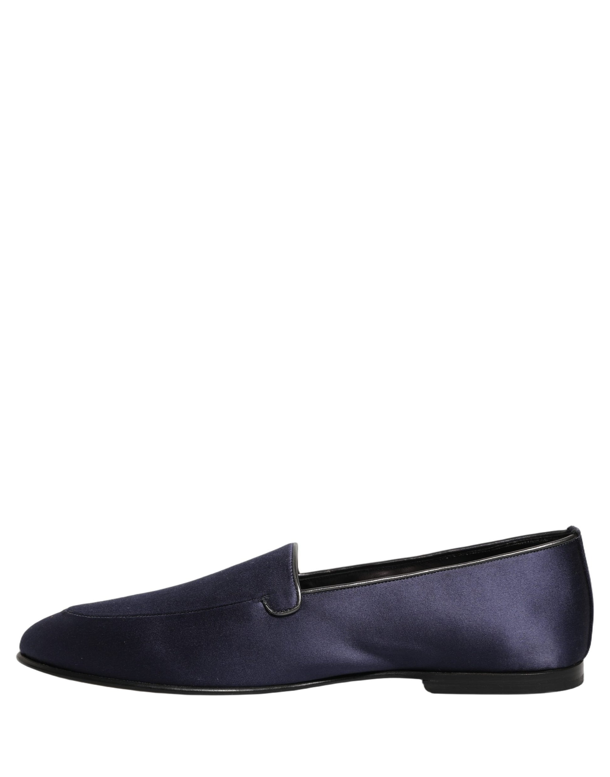 Dolce & Gabbana Navy Blue Satin DG Logo Dress Loafers