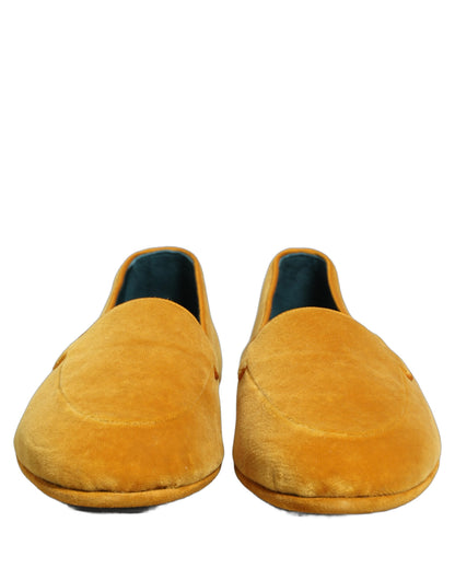 Dolce & Gabbana Yellow Velvet Slip-On Men’s Dress Loafers