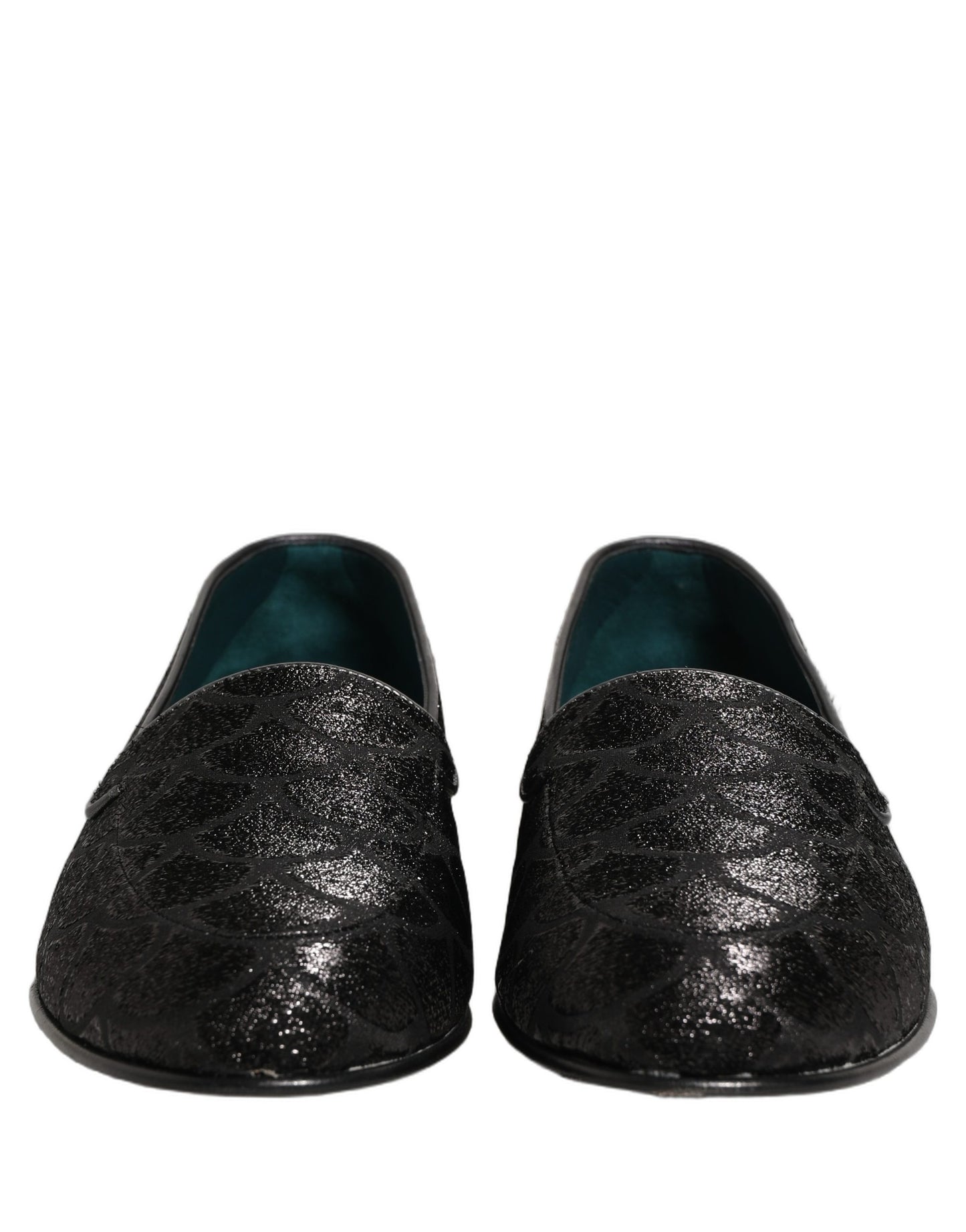 Dolce & Gabbana Black Glitter Brocade Men Dress Loafers