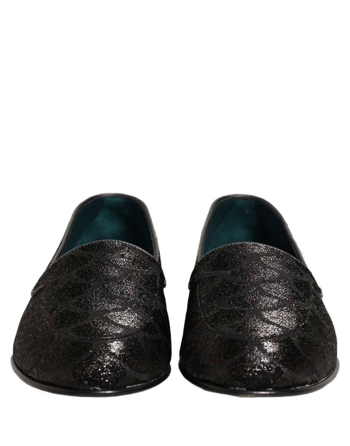Dolce & Gabbana Black Glitter Brocade Men Dress Loafers